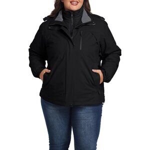 Women's Snowboarding Black Hooded Ski Snow Jacket Coats Fabric Winter Waterproof